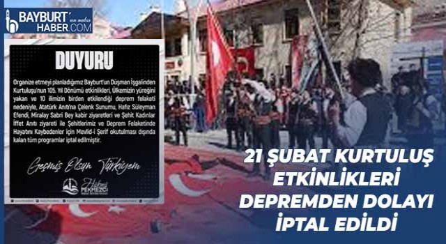 21 Şubat Kurtuluş Etkinlikleri Depremden Dolayı İptal Edildi