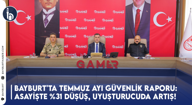 Bayburt'ta Temmuz Ayı Güvenlik Raporu: Asayişte %31 Düşüş, Uyuşturucuda %100 Artış!