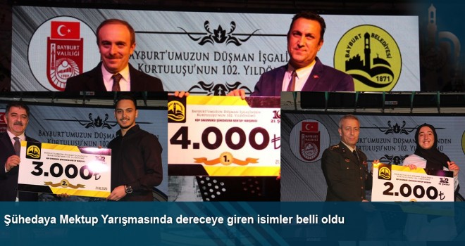 Şühedaya Mektup Yarışmasında dereceye giren isimler belli oldu