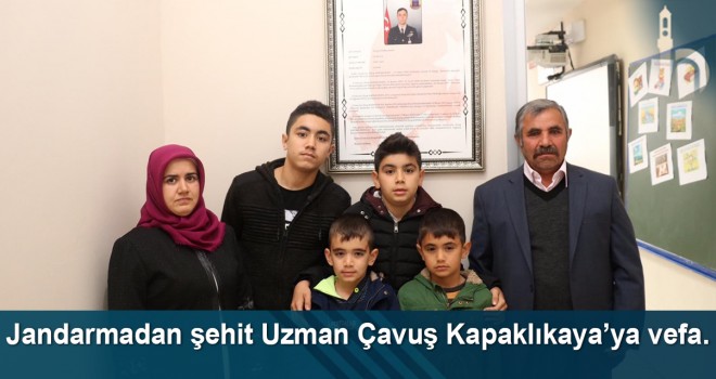 Jandarmadan şehit Uzman Çavuş Kapaklıkaya’ya vefa.