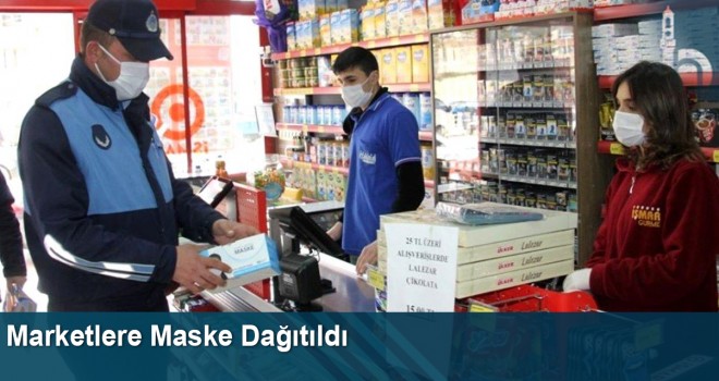 Marketlere Maske Dağıtıldı