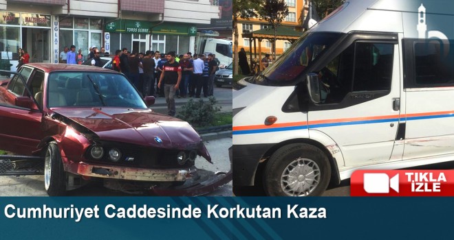 Cumhuriyet Caddesinde Korkutan Kaza