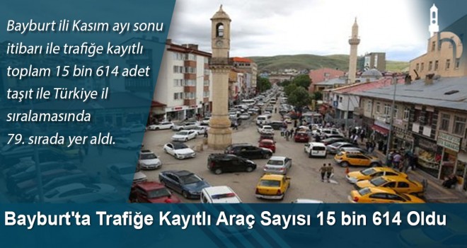 Bayburt'ta Trafiğe Kayıtlı Araç Sayısı 15 bin 614 Oldu