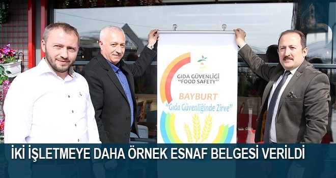 İki İşletmeye Daha Örnek Esnaf Belgesi Verildi