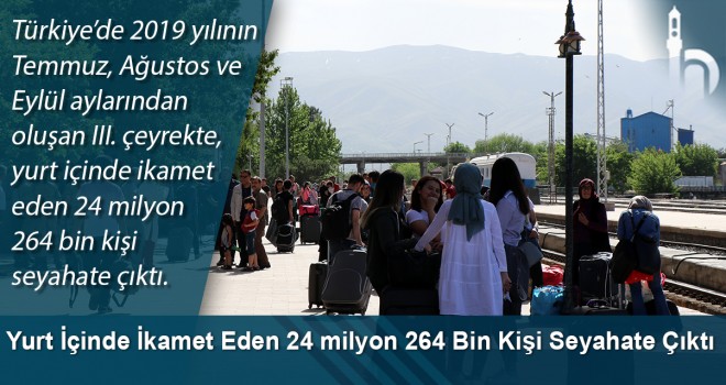 Yurt İçinde İkamet Eden 24 milyon 264 Bin Kişi Seyahate Çıktı