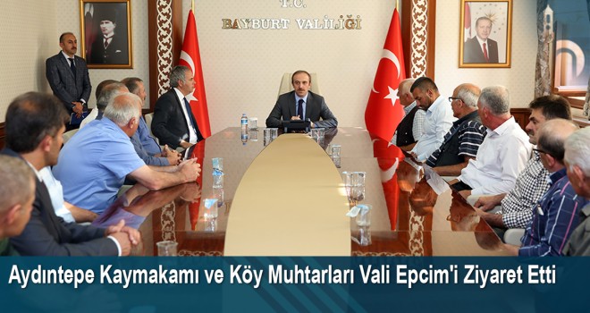 Aydıntepe Kaymakamı Mustafa Akın ile Köy Muhtarları Vali Cüneyt Epcim'i Ziyaret Etti